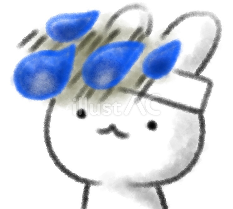 ざーざー雨マークをつけたうさぎ うさぎ,動物,可愛いのイラスト素材