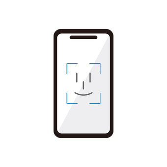 顔認証のスマホ画面アイコン スマホ,ロック解除,顔認証,シンプル,アイコン,本人確認のイラスト素材