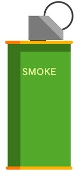 スモークグレネード ミリタリー,手榴弾,スモークグレネード,爆弾,武器,兵器,カーキ色,蛍光色,デフォルメ,背景透過のイラスト素材