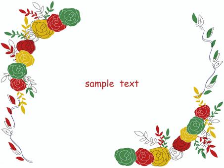 北欧風クリスマスカラーのバラフレーム クリスマス,北欧,バラ,フレーム,冬,12月,イベント,花,枠,背景のイラスト素材