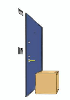 置き配 置き配 置き配,宅配,玄関,配達,段ボールのイラスト素材