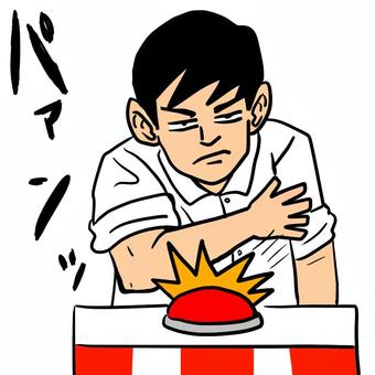 イントロクイズ イントロ,クイズ,回答,回答者,ボタン,番組,男性,人物のイラスト素材