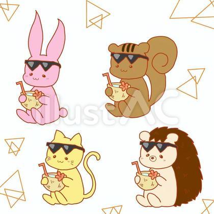 ハワイアンな動物セット
