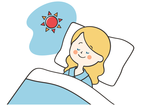 日中に眠っている白人女性 眠る,女性,外国人,睡眠,寝る,就寝,昼寝,寝落ち,おやすみ,昼夜逆転のイラスト素材