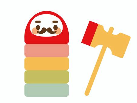 達磨落とし 達磨落とし,達磨,木槌,正月,遊び,ゲーム,昔遊び,縁起物,ハンマー,可愛いのイラスト素材