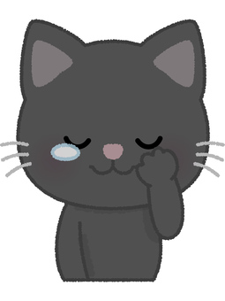 黒猫泣く 黒猫,泣く,涙,悲しい,辛い,涙もろい,もらい泣き,ネコ,キャット,動物のイラスト素材