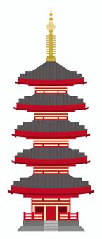 五重塔 五重塔 五重塔,建物,建築物,レトロ,和風,寺院,イラスト,素材のイラスト素材