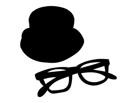 ホットコーヒーと黒縁メガネのシルエット ホットコーヒー,黒縁,メガネ,タブレット,端末,飲み物,シルエット,黒のイラスト素材