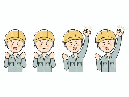 向上心のある男性作業員のセット 向上心のある男性作業員のセット やる気,頑張る,元気,頑張ろう,応援,ガッツポーズ,頑張れ,挑戦,努力,向上心のイラスト素材