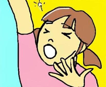 寝不足 寝不足,あくび,女の子,手書き,シンプルのイラスト素材
