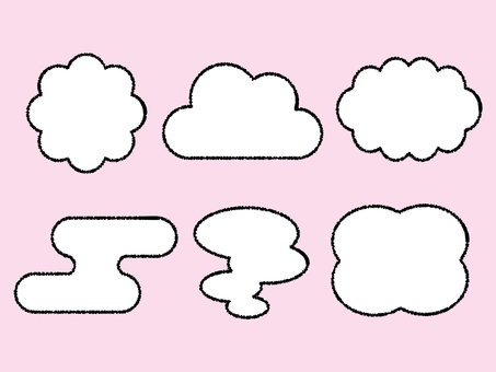 じわじわ線の色々雲型フレームセット04 フレーム,背景フレーム,枠,背景枠,雲型,雲,見出し,飾り枠,味があるのイラスト素材