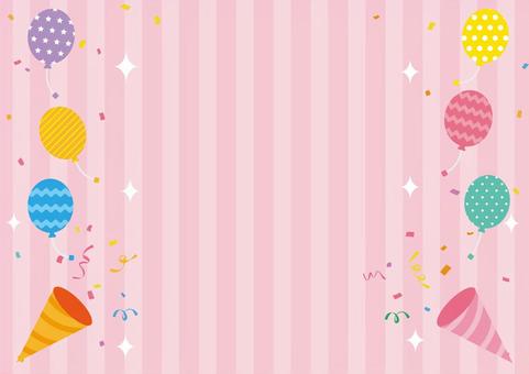 風船とクラッカーのおしゃれな縞模様の背景