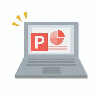 ノートパソコンとパワーポイントのイラスト
