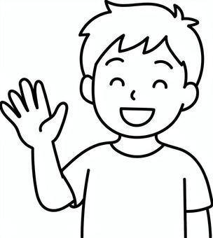 手を振る少年 男の子,挨拶,こんにちは,友達,学校のイラスト素材
