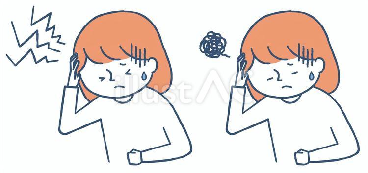 身体の不調　頭が痛い　女性 人物,女性,頭痛のイラスト素材