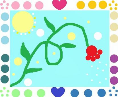 心の花 花,ハート,マル,心,額縁,優しさのイラスト素材