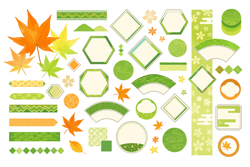 おしゃれな和柄フレーム素材　透過済