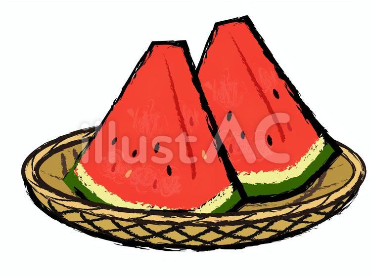 和風素材　すいか　スイカ　西瓜 スイカ,夏の食べ物,夏の果物のイラスト素材