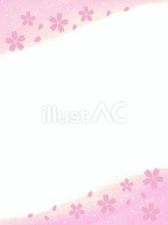 桜水彩和フレーム1（縦） 水彩,フレーム,ベクターのイラスト素材