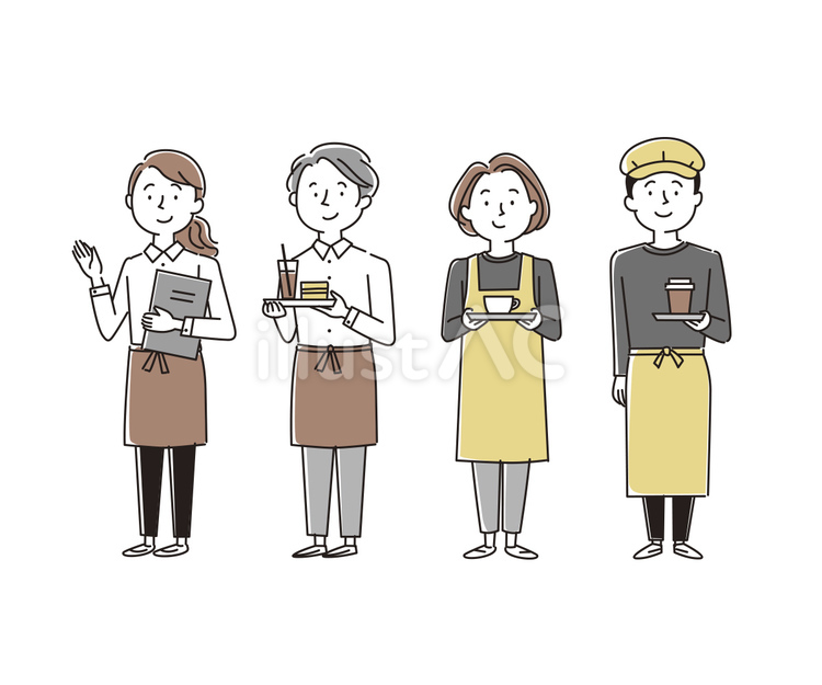 おしゃれなカフェの店員_01 飲食店,喫茶店,店員のイラスト素材