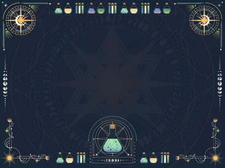 魔法道具フレーム背景21 魔法,魔法道具,ポーション,月,星,不思議,ミステリアス,神秘的,素材,イラストのイラスト素材