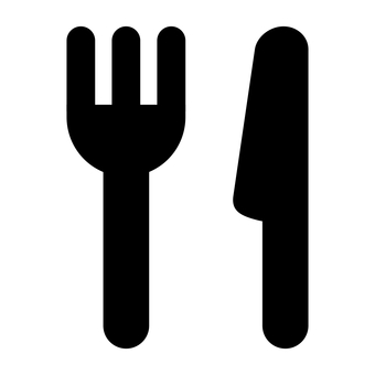 ナイフとフォークの食事アイコン(黒) ナイフ,フォーク,食事,レストラン,飲食店,洋食,アイコン,ピクトグラム,食器,カトラリーのイラスト素材