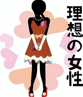 理想女性　 理想,女性,片思い,恋愛,幻想,ロリ,ファッション,スカート,シルエットのイラスト素材