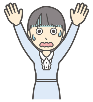  ワンピースお嬢様-132-バスト 降参,お嬢様,女性,女の子,オシャレ,人物,かわいい,バンザイ,挙手,驚くのイラスト素材