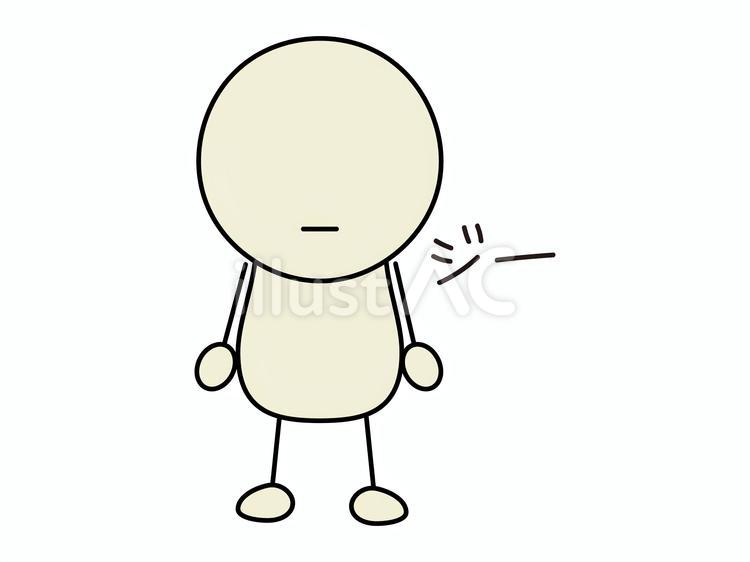 ジーと睨む棒人間　白 棒人間,顔文字,絵文字のイラスト素材