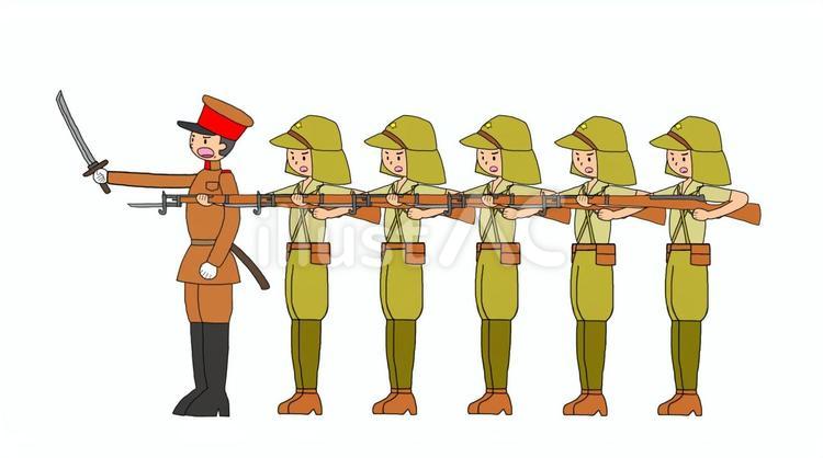 射撃する旧日本軍 旧日本軍,日本兵,将兵のイラスト素材