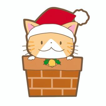 サンタ猫　えんとつ サンタクロース,猫,クリスマス,えんとつ,動物のイラスト素材