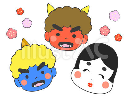 節分 赤鬼青鬼とおかめ