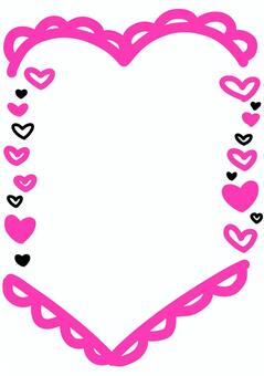 全体ハートと細かいピンクも黒ハート ハート,ピンク,フリル,プリクラ風,手描き,黒のイラスト素材