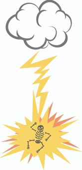 落雷 落雷,雷,雷雲,雲,骸骨,ほねのイラスト素材