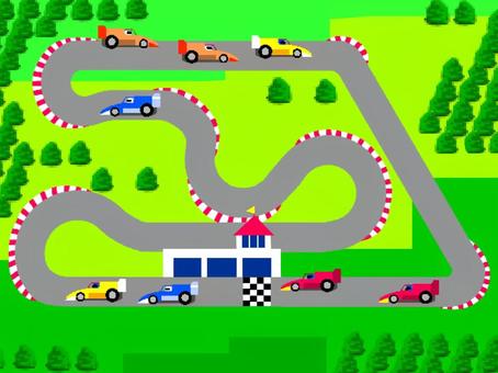 カーレース モータースポーツ,レース,サーキット,カーレース,スポーツカー,乗り物,レーシングカー,スポーツ,俯瞰,ゲームのイラスト素材
