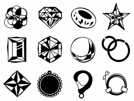 ハンドメイド・ビーズ系線画 ハンドメイド,ビーズ,線画,宝石,丸カン,パーツ,部品,台座,金具,ミール皿のイラスト素材