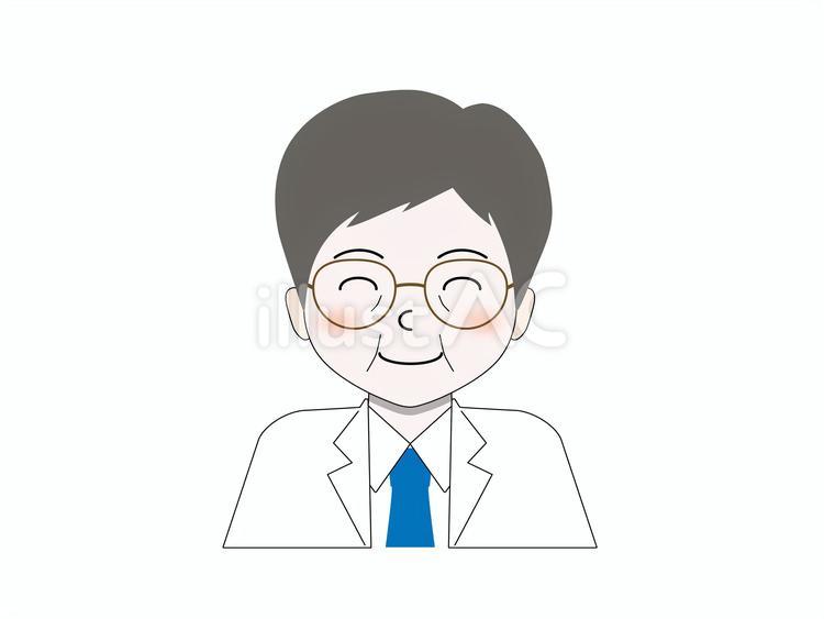 にこやかで親しみやすい白衣にメガネの人物 人物,医療,病院のイラスト素材