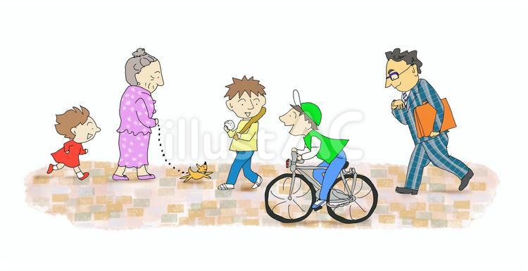 街を歩く人々のかわいいイラスト 街歩き,人物イラスト,生活風景のイラスト素材