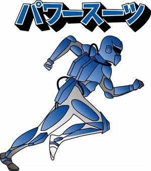 サイボーグ サイボーグ,アンドロイド,マシン,スーツ,ハイテク,パワー,走る,青,線画のイラスト素材