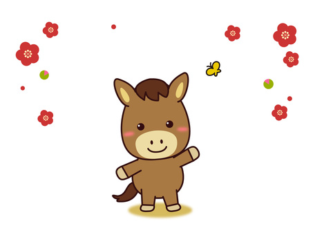 紅梅とお馬さん 紅梅とお馬さん 馬,午年,干支,春,新春,紅梅,梅,正月,迎春,早春のイラスト素材