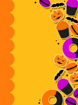 ハロウィンのお菓子の縦型テンプレート ハロウィン,お菓子,テンプレート,縦型,ポスター,チラシ,かわいい,ポップ,秋のイラスト素材