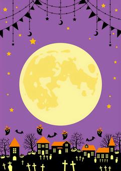 Halloween2544 かぼちゃ,街並み,家,村,田舎,月,星,空,ジャックオーランタン,かわいいのイラスト素材