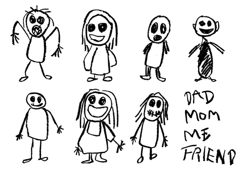 子供の描いた絵-ホラー映画・クレヨン-4 ホラー映画,ホラー,映画,子供,イラスト,落書き,怖い,パパ,ママ,クレヨンのイラスト素材