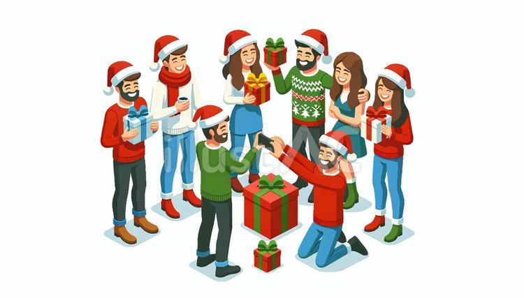 クリスマスを楽しむ友人・仲間 クリスマス,イブ,パーティーのイラスト素材