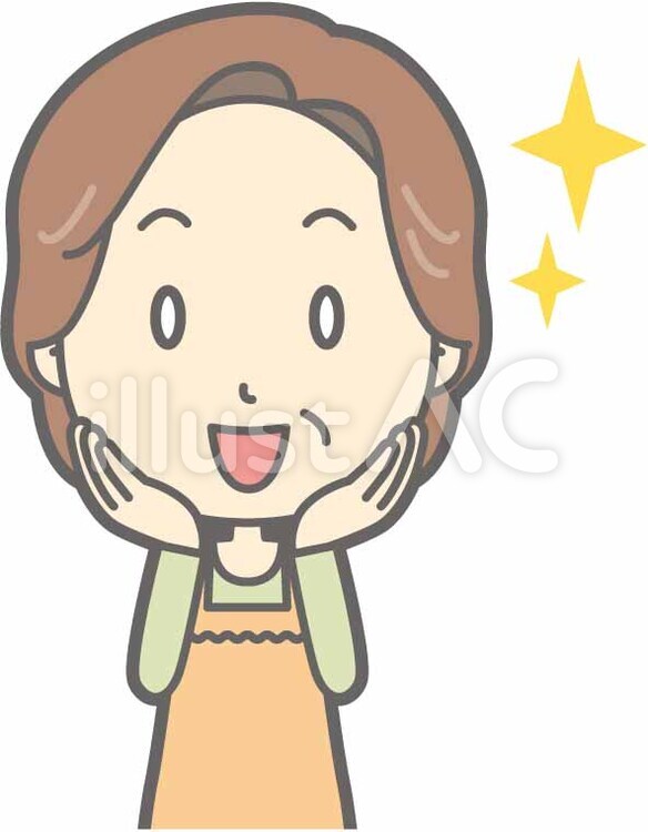 中年主婦a-感激-バスト 驚く,笑顔,お婆さんのイラスト素材