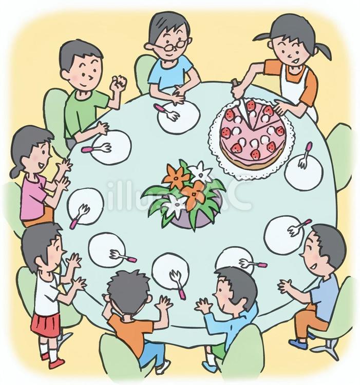 ケーキを切り分ける ケーキ,切る,分けるのイラスト素材