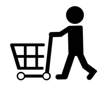 ショッピング中イラスト 人,人物,客,押す,買い物中,カート,買い物,ショッピング,入れる,保存のイラスト素材
