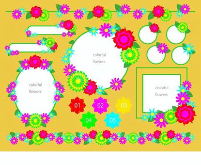 Colorful flower Flower decoration ruled line and decorative frame, JPG, PNG and AI Colorful flower Flower decoration ruled line and decorative frame, 框架, 裝飾發威, 植物, JPG, PNG and AI