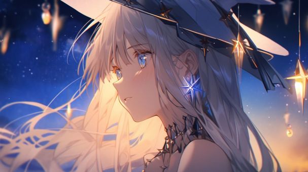 Illustration, witch, starry sky, star, 