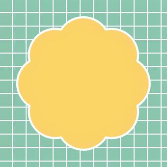 雲形フレームとグリッド背景 黄色×緑 ポップ,かわいい,雲型フレーム,グリッド,方眼,チェック柄,背景,パステルカラー,レトロ,レトロポップのイラスト素材